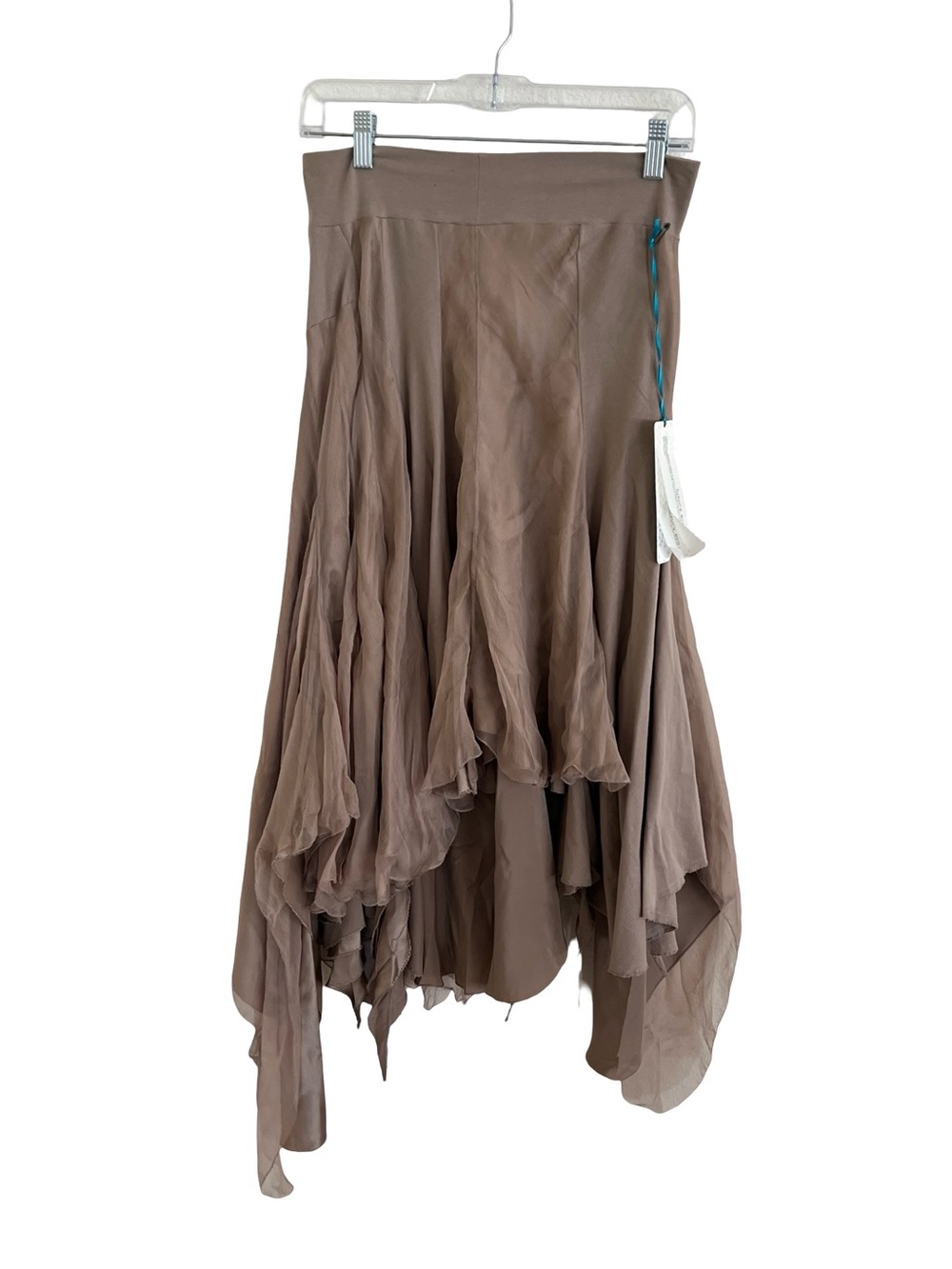 Linda Loudermilk Tan 100% Silk Fairy Chiffon Skirt NWT Small - Picture 2 of 9
